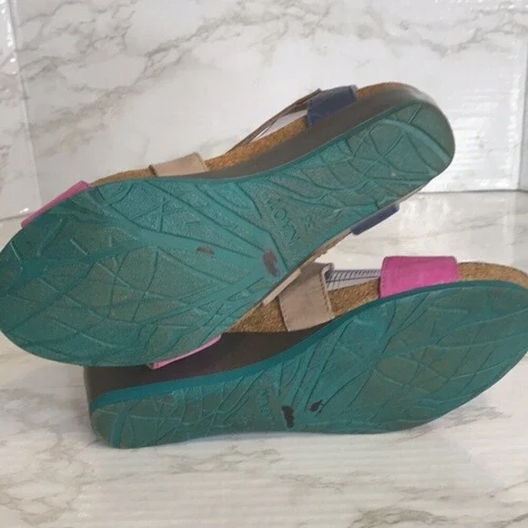 Naot womens leather cross strap pink plum nubuck wedge sandals size 5.5 - Picture 10 of 12